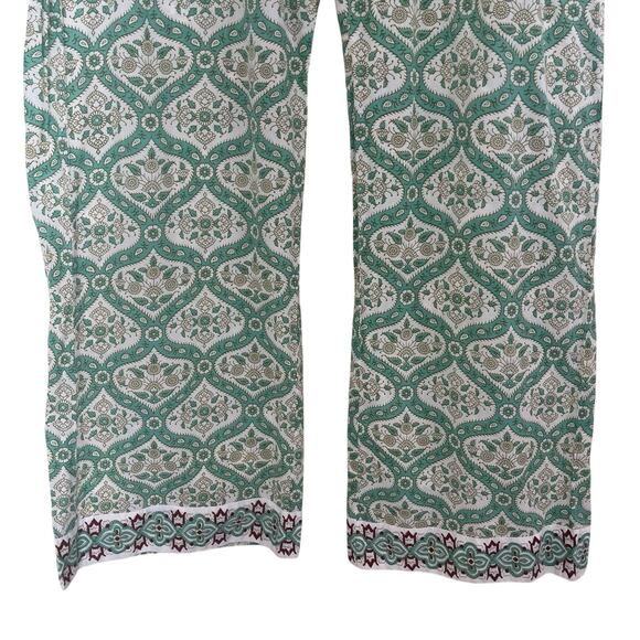 World Market | Green Boho Floral Lounge Sleep Pants L/XL Pajama Damask Hippie - Picture 3 of 6